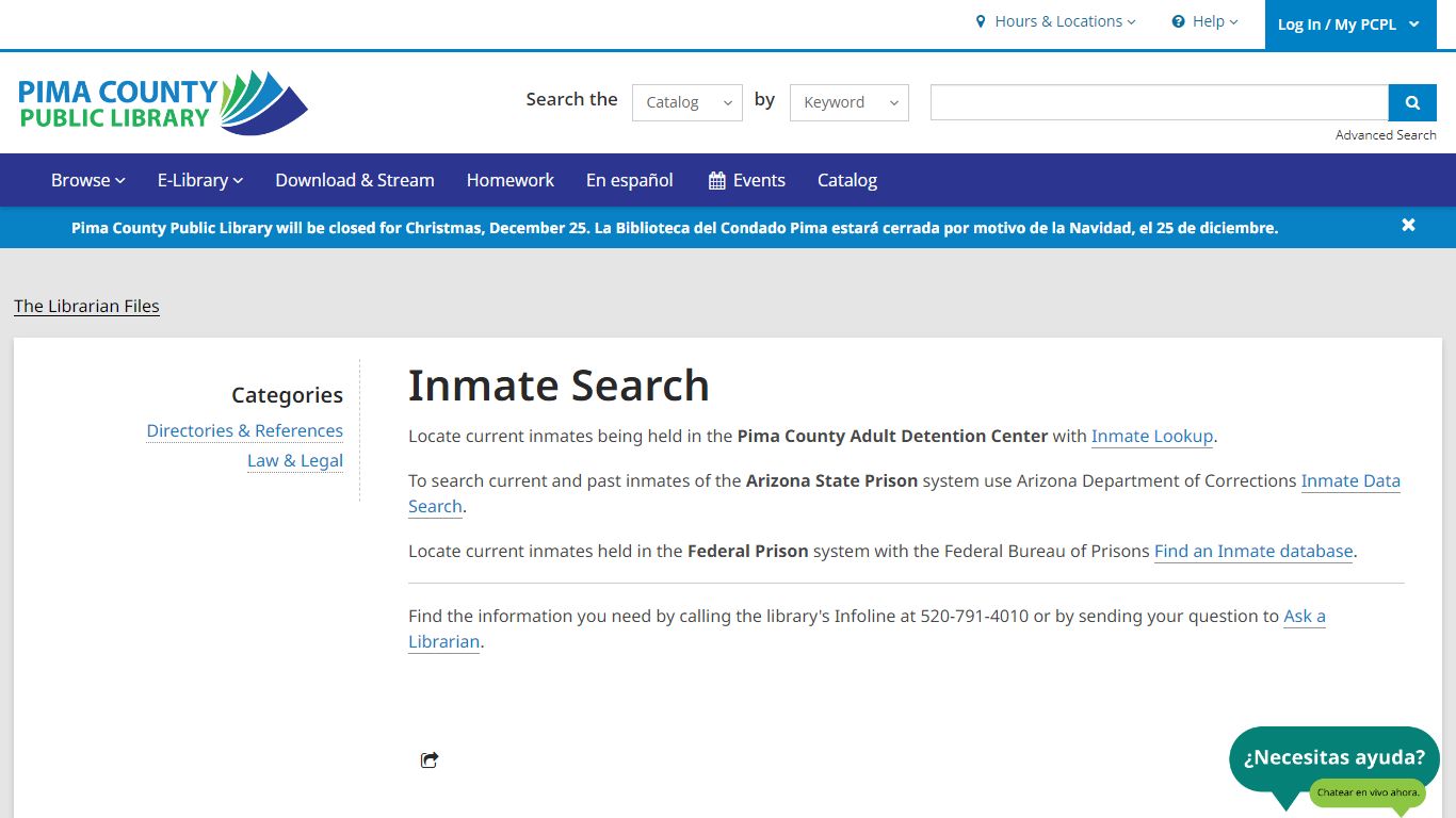 Inmate Search | Pima County Public Library